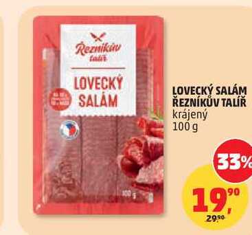 LOVECKÝ SALÁM ŘEZNÍKŮV TALÍŘ krájený, 100 g  