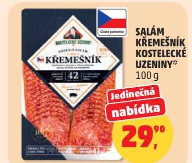 SALÁM KŘEMEŠNÍK KOSTELECKÉ UZENINY, 100 g