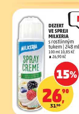 DEZERT VE SPREJI MILKERIA s rostlinným tukem, 248 ml