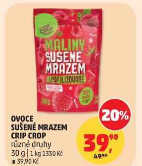 OVOCE SUŠENÉ MRAZEM CRIP CROP různé druhy, 30 g