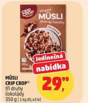 MÜSLI CRIP CROP tři druhy čokolády, 350 g