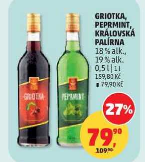 GRIOTKA, PEPRMINT, KRÁLOVSKÁ PALÍRNA 18% alk., 19% alk., 0,5 l