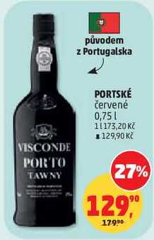 PORTSKÉ červené, 0,75 l