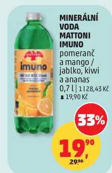 MATTONI IMUNO pomeranč a mango/ jablko, kiwi a ananas, 0,7 l