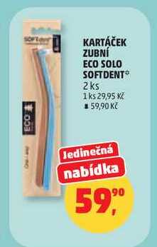 KARTÁČEK ZUBNÍ ECO SOLO SOFTDENT, 2 ks  