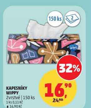KAPESNÍKY WIPPY, 2vrstvé, 150 ks Penny Market