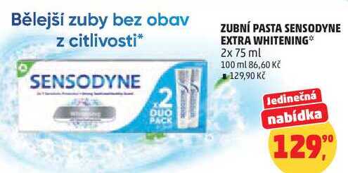 ZUBNÍ PASTA SENSODYNE EXTRA WHITENING, 2x 75 ml