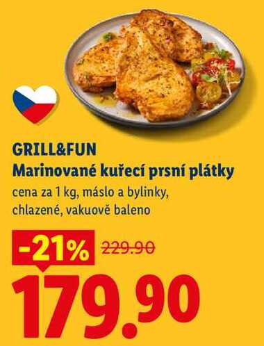 GRILL&FUN Marinované kuřecí prsní plátky, cena za 1 kg