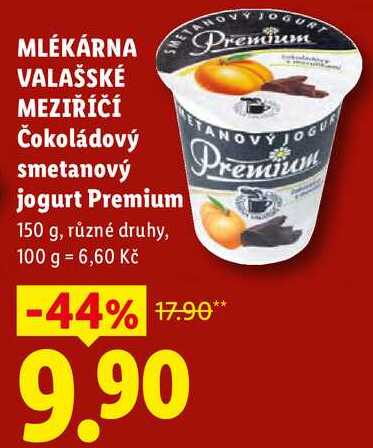 MLÉKÁRNA VALAŠSKÉ MEZIŘÍČÍ Čokoládový smetanový jogurt Premium, 150 g