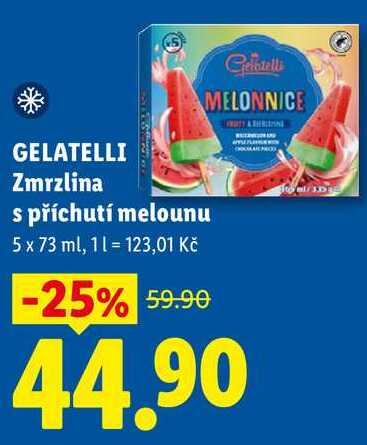 GELATELLI Zmrzlina s příchutí melounu, 5x 73 ml