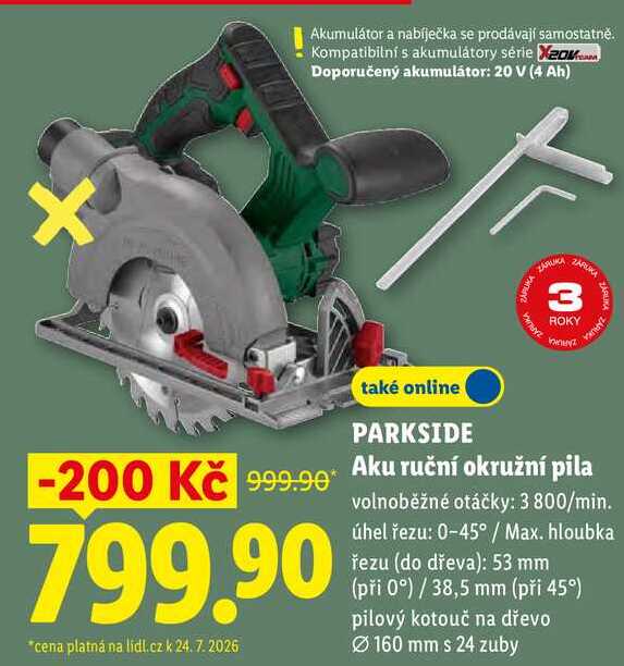 PARKSIDE Aku ruční okružní pila