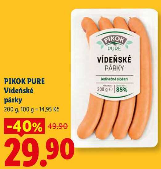 PIKOK PURE Vídeňské párky, 200 g