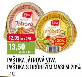 PAŠTIKA JÁTROVÁ VIVA PAŠTIKA S DRŮBEŽÍM MASEM 20%, 120g