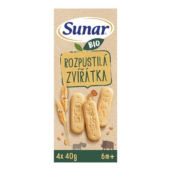 Sunar BIO Sušenky Rozpustilá zvířátka, 4x 40 g Košík.cz