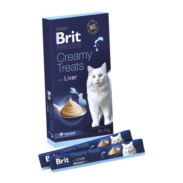 Brit Premium by Nature Cat Creamy Treats with Liver 6x15g, pro kočky