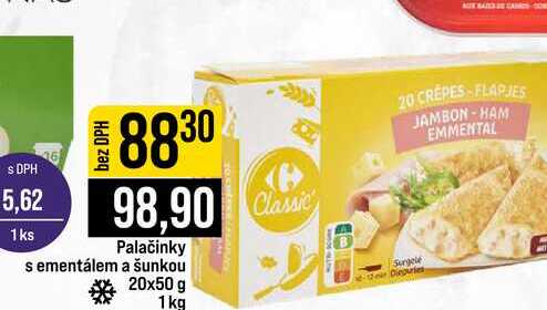 Palačinky s ementálem a šunkou 20x50 g 1kg