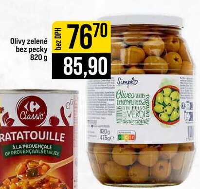 Olivy zelené bez pecky 820 g