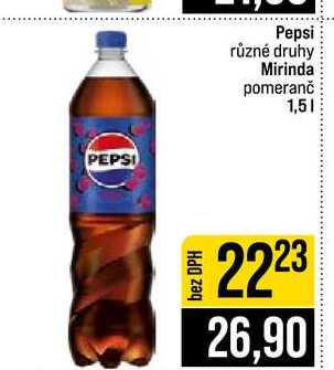 Pepsi různé druhy Mirinda pomeranč 1,5l