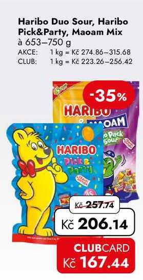 Haribo Duo Sour, Haribo Pick&Party, Maoam Mix à 653-750 g