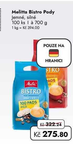 Melitta Bistro Pody Jemné, silné 100 ks
