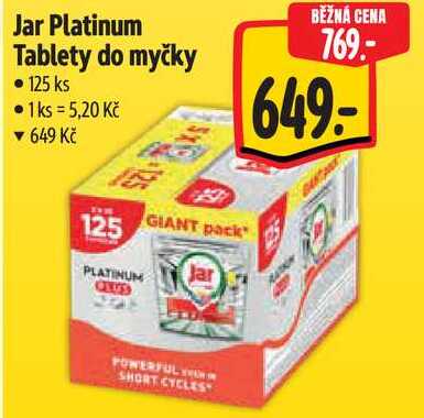 Jar Platinum Tablety do myčky, 125 ks