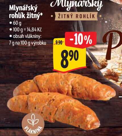 Mlynářský rohlík žitný, 60 g
