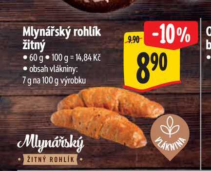 Mlynářský rohlík žitný 60 g