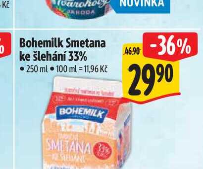  Bohemilk Smetana ke šlehání 33% 250 ml 