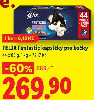 FELIX Fantastic kapsičky pro kočky, 44x 85 g