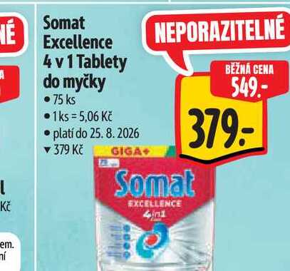  Somat Excellence 4 v 1 Tablety do myčky 75 ks  