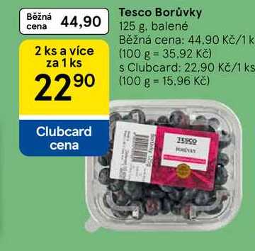 Tesco Borůvky, 125 g, balené