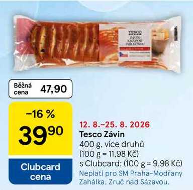 Tesco Závin, 400 g, více druhů 