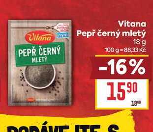 Vitana Pepř černý mletý 18 g