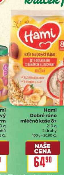 Hami Dobré ráno mléčná kaše 8+ 210 g BILLA
