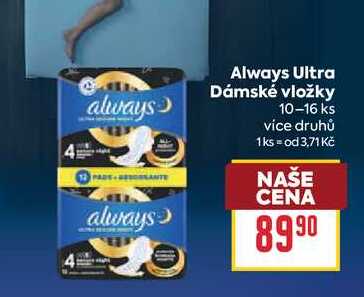 Always Ultra Dámské vložky 10-16 ks BILLA