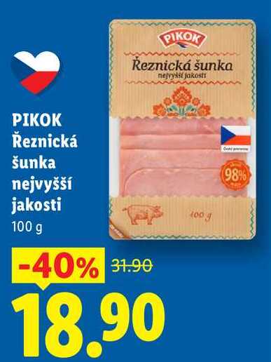 PIKOK Řeznická šunka nejvyšší jakosti, 100 g