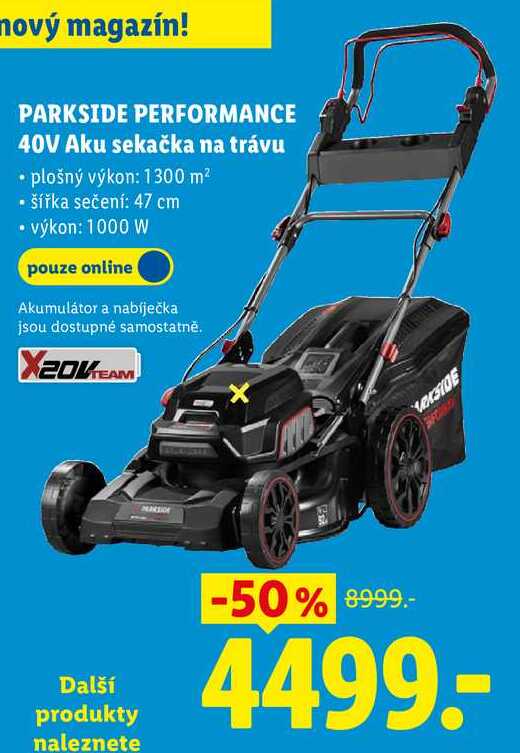 PARKSIDE PERFORMANCE 40V Aku sekačka na trávu