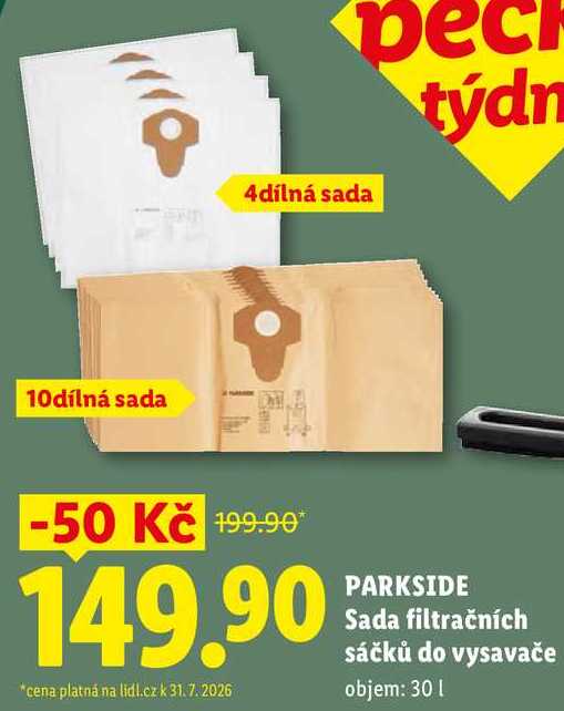 PARKSIDE Sada filtračních sáčků do vysavače, objem: 301