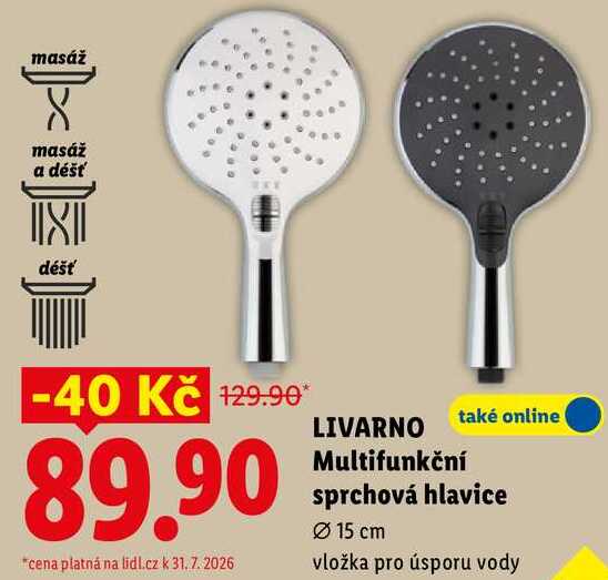 LIVARNO Multifunkční sprchová hlavice