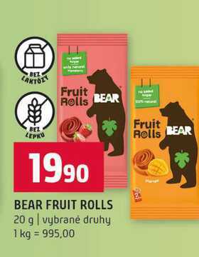 BEAR FRUIT ROLLS 20 g vybrané druhy