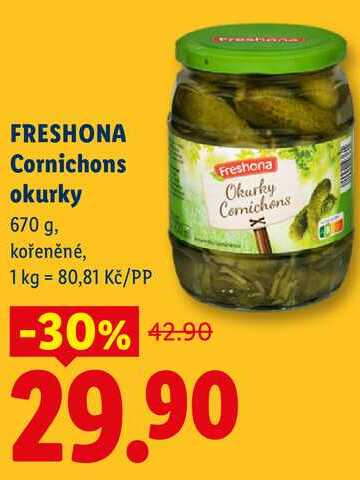FRESHONA Cornichons okurky, 670 g