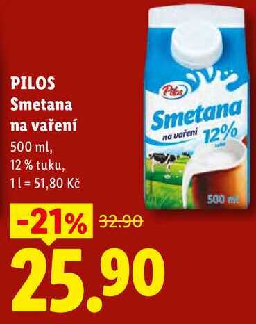 PILOS Smetana na vaření, 500 ml