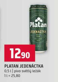 PLATAN JEDENÁCTKA 0,5l pivo světlý ležák
