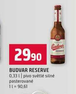 BUDVAR RESERVE 0,33l pivo světlé silné pasterované