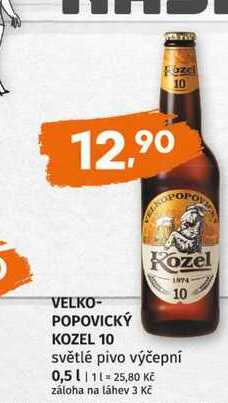 VELKO- POPOVICKÝ KOZEL 10 světlé pivo výčepní 0,5l