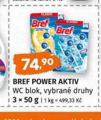 BREF POWER AKTIV WC blok, vybrané druhy 3 x 50 g