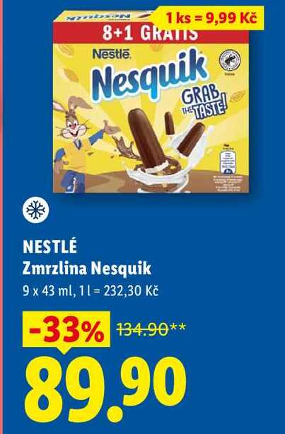 NESTLÉ Zmrzlina Nesquik, 9x 43 ml 