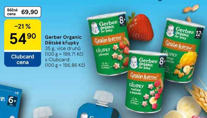 Gerber Organic Dětské křupky, 35 g, více druhů Tesco