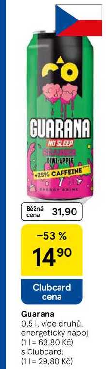Guarana, 0.5 l, více druhů. energetický nápoj