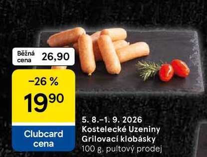 Kostelecké Uzeniny Grilovací klobásky, 100 g